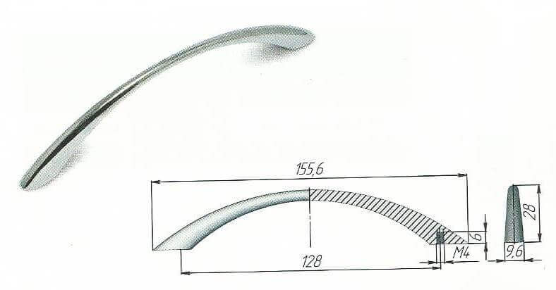 Ручка-скоба «Экспрессия 128», размеры