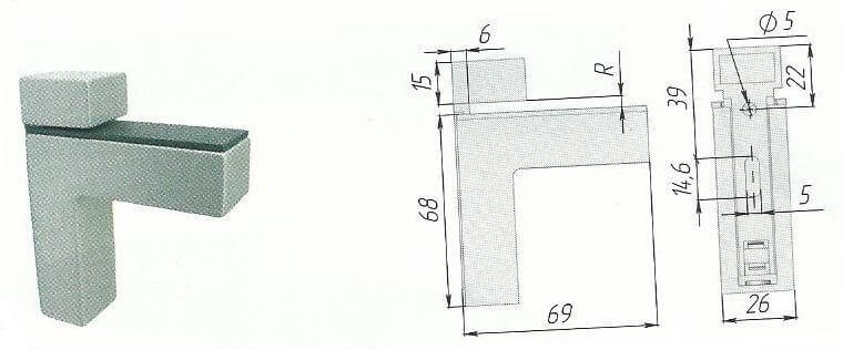 Полкодержатель «КВАДРО» (PERMO) 4-40, Хром - SU16 ZCR / Серый - SU16 ZVC