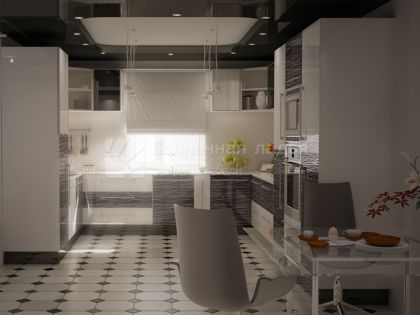 Кухонный гарнитур "Белый шум" в чёрно-белом исполнении